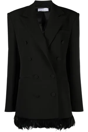 GIUSEPPE DI MORABITO Feather-trim double-breasted blazer