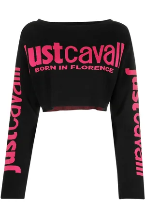 Roberto Cavalli Logo-embroidered knitted top