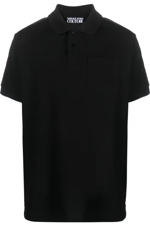 VERSACE Logo-tape cotton polo shirt