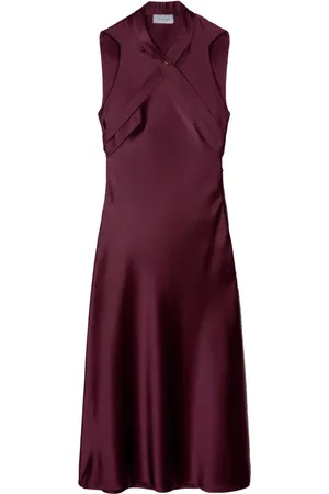 OFF-WHITE Crossover-strap satin midi dress
