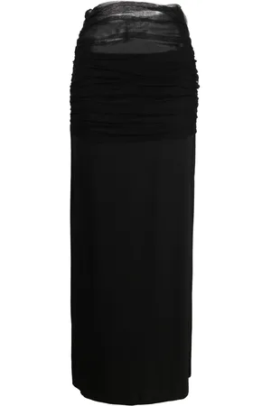 CHRISTOPHER ESBER Tulle-trim ruched maxi skirt