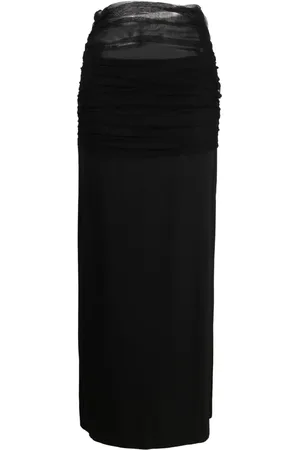 CHRISTOPHER ESBER Tulle-trim ruched maxi skirt