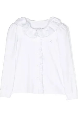 Monnalisa flora-appliqué ruffled blouse - White