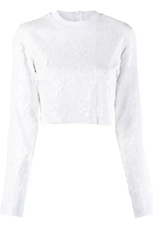 Iceberg Sequin-embellished houndstooth crop top