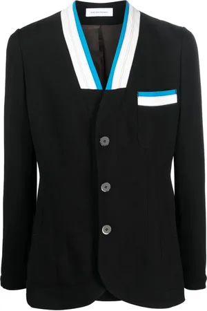 Kiko Kostadinov Striped-trim single-breasted blazer