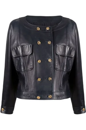 CHANEL 2016 Mademoiselle button leather jacket