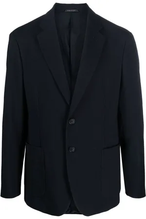 Giorgio Armani Micro-canneté effect notched-lapel blazer