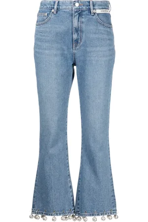 KIMHEKIM Faux-pearl embellished mid-rise cropped jeans