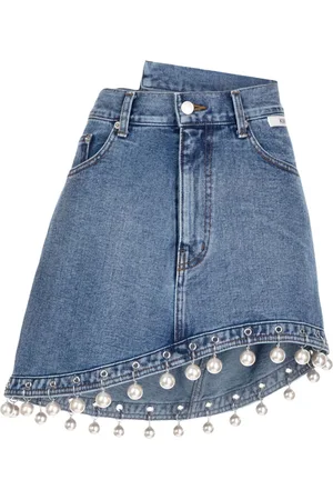 KIMHEKIM Faux-pearl embellished mini denim skirt