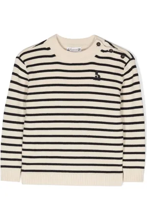 BONPOINT Logo-embroidered striped jumper