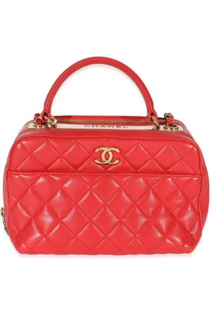 Chanel Beige Quilted Lambskin CC Trendy Bowling Bag