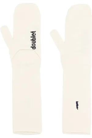 DOUBLET Logo-intarsia knitted mittens