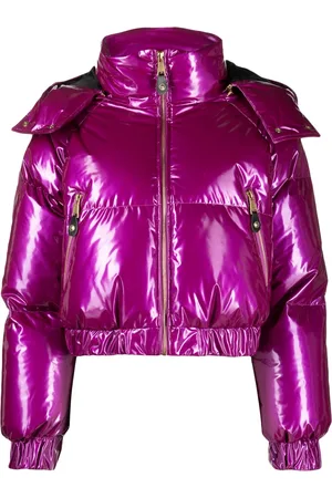 VERSACE Glossy-finish hooded puffer jacket