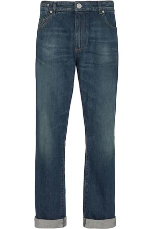 Balmain Vintage logo-patch straight-leg jeans