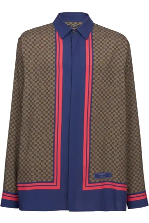 Balmain Monogram-scarf print shirt