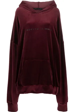 Barbara Bologna Slogan-print velvet hoodie