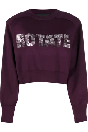 ROTATE Rhinestone-embellished logo-appliqué sweatshirt