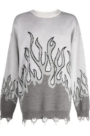 HACULLA Distressed-effect flame-print wool jumper