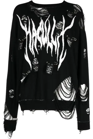 HACULLA Distressed-effect logo-print wool jumper