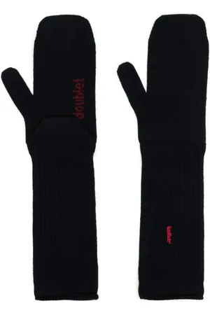 DOUBLET Logo-embroidered ribbed-knit gloves