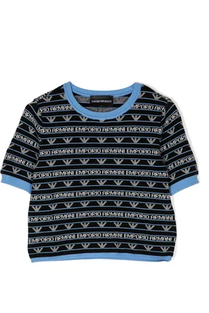 Emporio Armani Logo-intarsia knitted top
