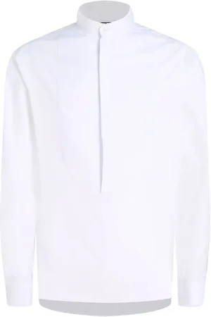 Karl Lagerfeld Band-collar organic cotton shirt