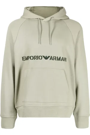 Emporio Armani Logo-embroidered cotton hoodie