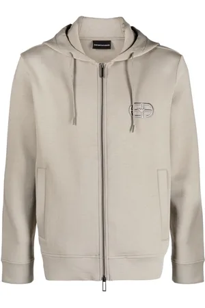 Emporio Armani Logo-embroidered drawstring hoodie