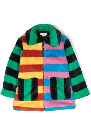 Stella McCartney Striped fleece-texture coat