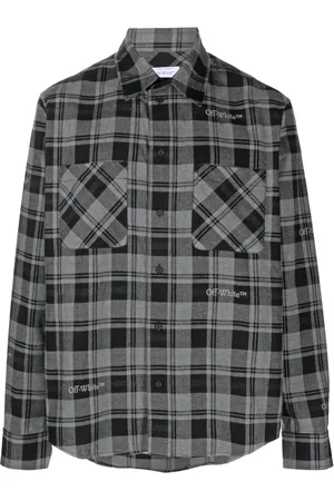 OFF-WHITE Logo-embroidered checked cotton shirt