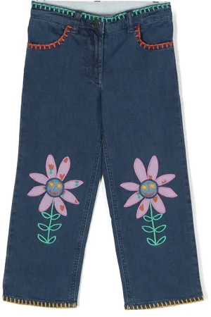 Stella McCartney Floral-embroidered straight-leg jeans
