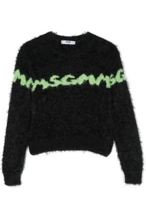 Msgm Logo intarsia-knit brushed jumper