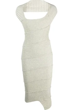 Maison Margiela Ribbed-knit asymmetric dress