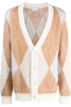 Family First Argyle-pattern crew-neck cardigan