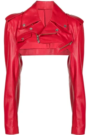 MONSE Cropped double-belt leather jacket