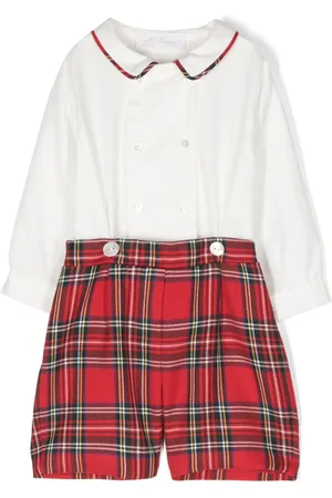 Mariella Ferrari Tartan-pattern cotton shorts set