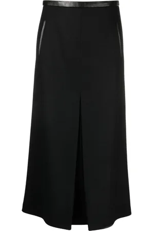 Saint Laurent Pleat-detail wool-blend midi skirt