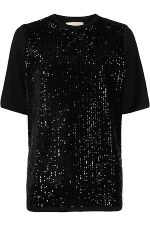 Elie saab Sequin-embellished velvet T-shirt