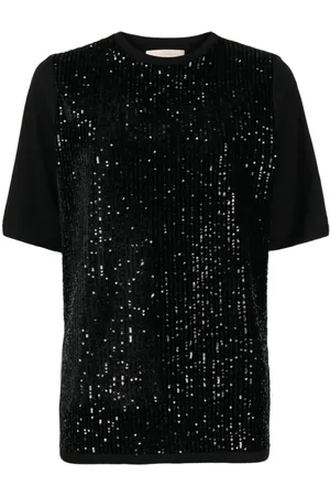 Elie saab Sequin-embellished velvet T-shirt