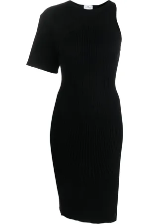 Courrèges Asymmetric ribbed-knit midi dress