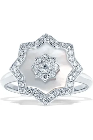 David Morris 18kt white gold Astra diamond and mother-of-pearl ring