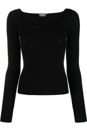 Dondup Panelled ribbed-knit long-sleeve top
