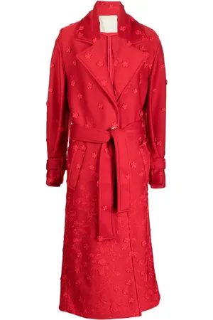 Elie saab Floral-embroidered trench coat