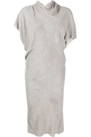 Rick Owens Asymmetric draped velvet midi dress