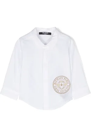 Balmain Logo-patch cotton shirt