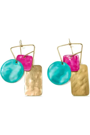 LHD Geometric-design drop earrings