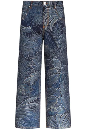 Etro Foliage-jacquard straight-leg jeans