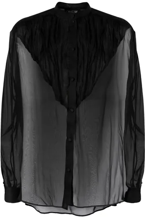 DEL CORE Silk-organza band-collar blouse
