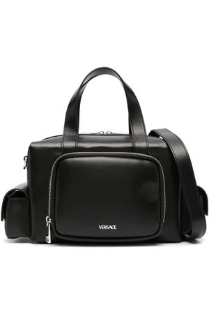 VERSACE Logo-print leather tote bag