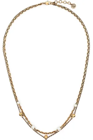 Alexander McQueen Skull and pearl charm layered necklace